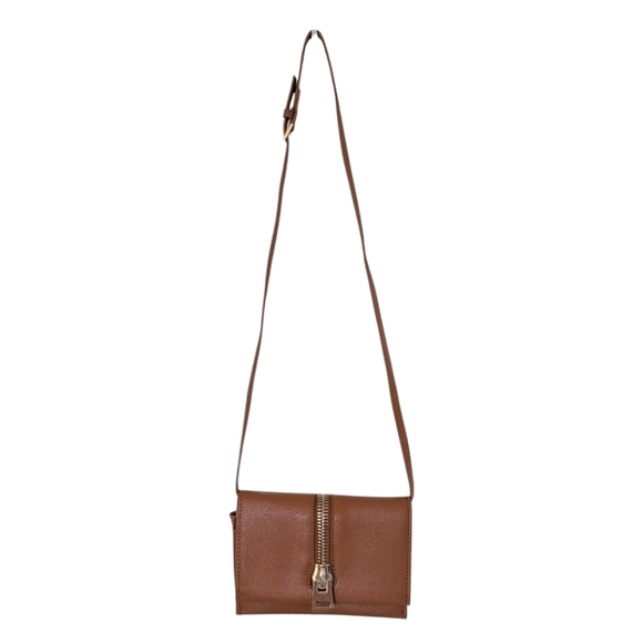 Sergio Ferreti Bag Womens Y2K Elevated Basic Tan Leather Gold Zipper Crossbody - Picture 2 of 15